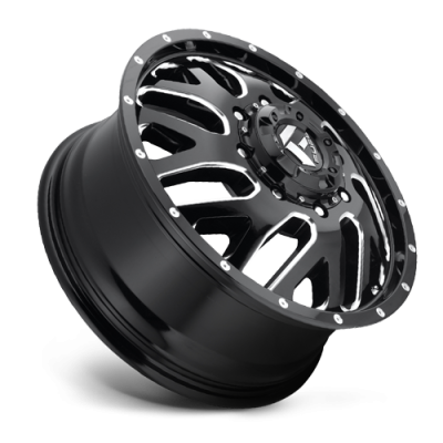 Dually Wheels 20X8.25 Triton Dually D581 8 On 165.1 Gloss Black Milled 121.5 Bore 105 Offset Mesh Spoke Front Dually Fuel Off Road Wheels