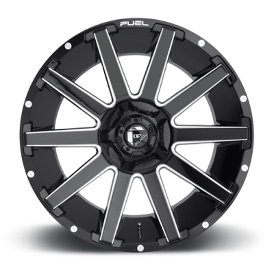 Aluminum Wheels 24X12 Contra D615 5 On 127/5 On 139.7 Gloss Black/Milled 87.1 Bore -44 Offset Multi Spoke Fuel Off Road Wheels