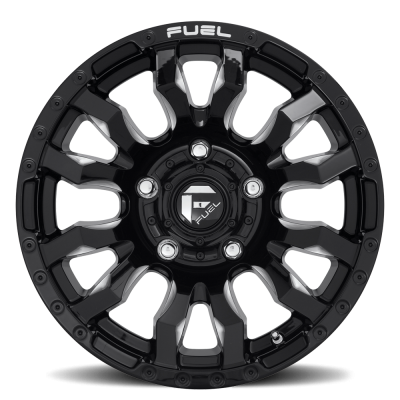 Aluminum Wheels 17X9 Blitz D673 5 On 127 Gloss Black Milled 71.5 Bore 1 Offset Multi Spoke Fuel Off Road Wheels