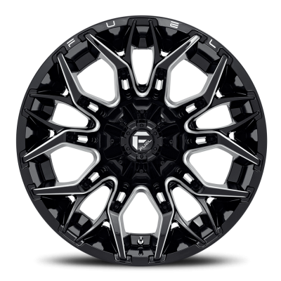 Aluminum Wheels 22X12 Twitch D769 5 On 114.3/5 On 127 Gloss Black/Milled 78 Bore -44 Offset Fuel Off Road Wheels