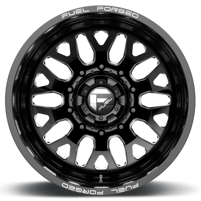 Dually Wheels 24X8.25 FF19D Dually DE19 BK 10 On 225 Gloss Black Milled 170.1 Bore -200 Offset Outer Dually Fuel Off Road Wheels