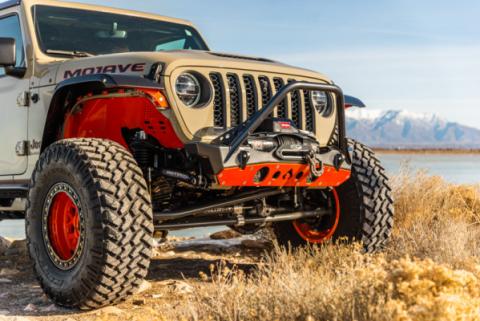 Powdercoat Nighthawk Mid-tube Stinger Front Bumper with Aluminum Skid for JK, JL, and JT - Black Powdercoat Artec Industries