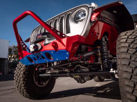 Powdercoat Nighthawk Mid-tube Stinger Front Bumper with Aluminum Skid for JK, JL, and JT - Black Powdercoat Artec Industries