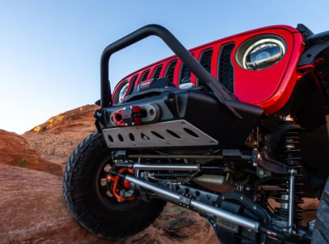 07-Up Jeep Wranger/Gladiator High Clearance Front Bumper With Hoop Powdercoat Black Steel
