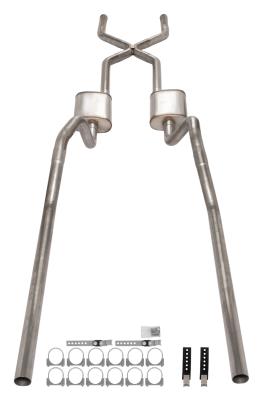 1965-70 Chevy Impala  X-Pipe Crossmember Back Exhaust 409 SS Rear Exit Race Pro Mufflers Pypes Performance Exhaust