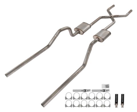 1965-70 Chevy Impala X-Pipe Crossmember Back Exhaust 409 SS Rear Exit Violator Mufflers Pypes Performance Exhaust