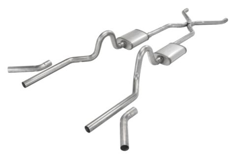 1955-1957 Tri-Five Chevy 3 Inch Crossmember Back Exhaust System With H-Bomb H-Pipe 409 Stainless No Mufflers Pypes Performance Exhaust