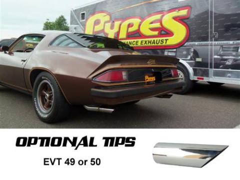 Crossmember Back w/X-Pipe Exhaust System 70-74 F-Body Split Rear Dual Exit 2.5 in Intermediate And Tail Pipe Turbo Pro Mufflers/Hardware Incl Tip Not Incl Pypes Exhaust