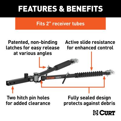 Curt Rambler Steel RV Tow Bar 7500 Lbs. 2 Inch Shank) Includes Tow Bar Safety Cables Hitch Pin and Clip RockJock 4X4