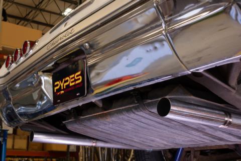 1965-70 Chevy Impala  H-Pipe Crossmember Back Exhaust 409 SS Rear Exit Violator Mufflers Pypes Performance Exhaust