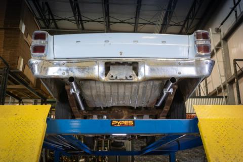 1966-71 Ford Fairlane 2.5 Inch X-Pipe Crossmember Back Rear Exit Exhaust Race Pro Mufflers Pypes Performance Exhaust