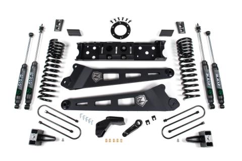 19-24 RAM 3500 4.5 Inch Radius Arm 2 Inch Rear Block With Overload Diesel 6-Bolt T-Case Fox Adventure Shocks Zone Offroad