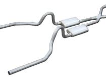 Crossmember Back w/X-Pipe Exhaust System 65-70 Mustang Split Rear Dual Exit 2.5 in Intermediate And Tail Pipe Turbo pro Mufflers/Hardware Incl Tip Not Incl Pypes Exhaust
