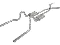 Crossmember Back w/H-Pipe Exhaust System 71-73 Mustang Split Rear Dual Exit 2.5 in Intermediate And Tail Pipe Street Pro Muffler/Hardware Incl Tip Not Incl Pypes Exhaust