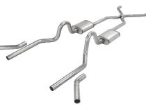 Crossmember Back w/H-Pipe Exhaust System 55-57 Tri-Five Chevy Split Rear Dual Exit 2.5 in Intermediate And Tail Pipe Turbo Pro Mufflers/Hardware Incl Tip Not Incl Pypes Exhaust
