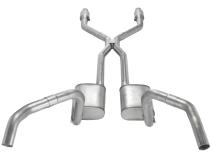 Crossmember Back w/H-Pipe Exhaust System 75-79 Nova Split Rear Dual Exit 2.5 in Intermediate And Tail Pipe Turbo Pro Muffler/Hardware Incl Tip Not Incl Catalytic Converter Incl Pypes Exhaust